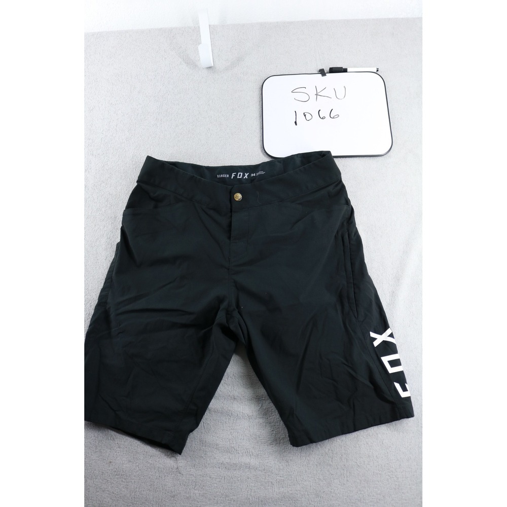 Fox Racing Ranger Shorts Mens 34 Black Mountain Bike MTB Cycling Logo 1066